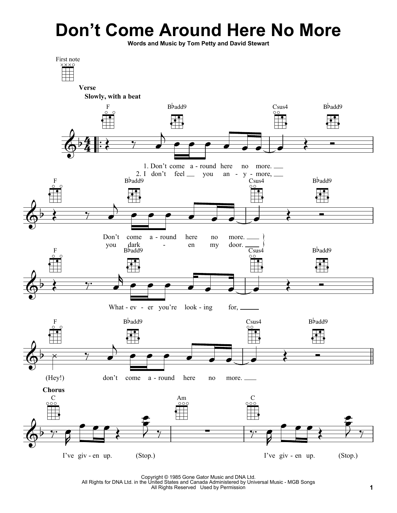 Download Tom Petty Don't Come Around Here No More Sheet Music