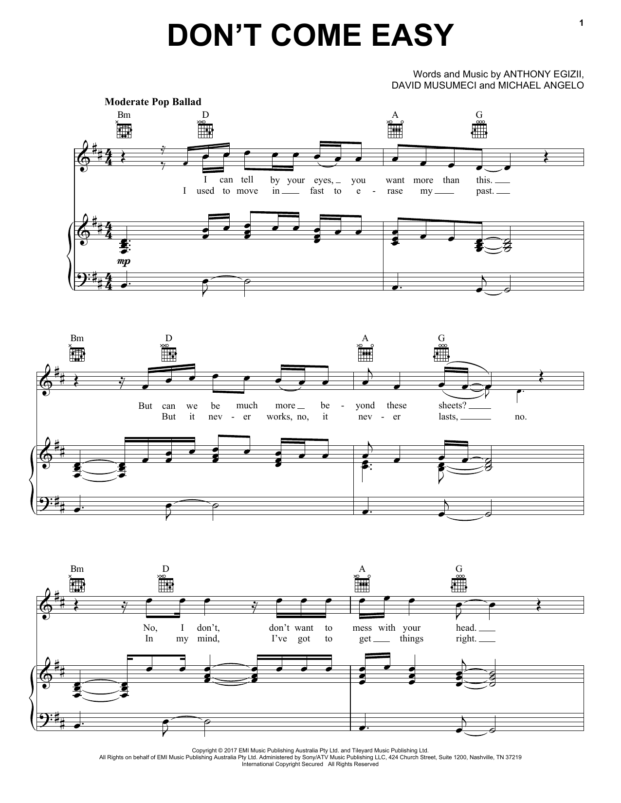 Download Isaiah Don't Come Easy Sheet Music