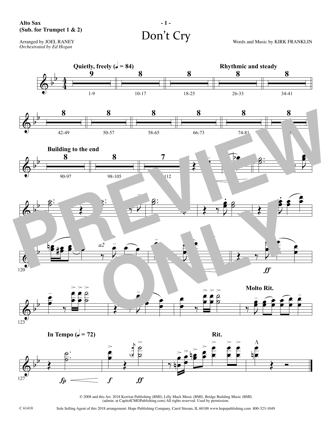 Download Joel Raney Don't Cry - Alto Sax (sub. Trumpet 2) Sheet Music