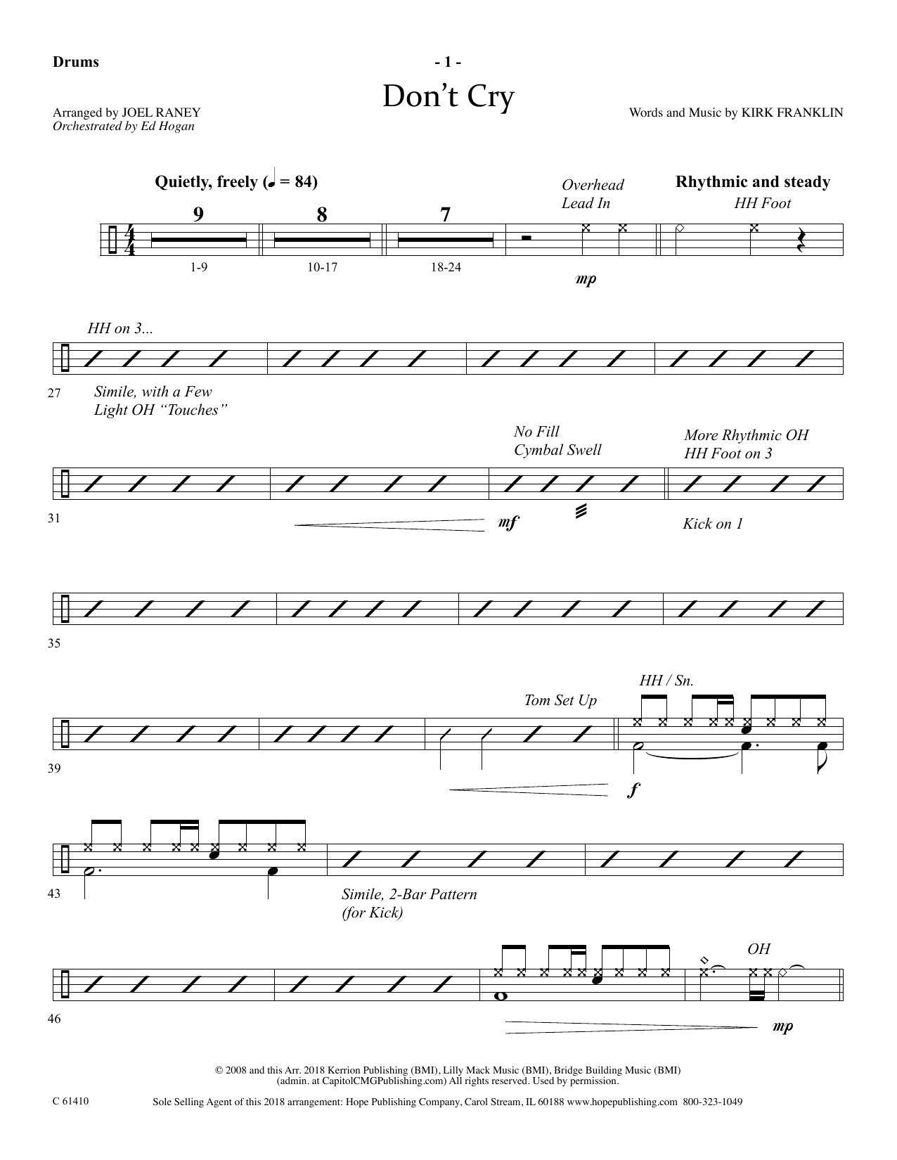 Download Joel Raney Don't Cry - Drums Sheet Music