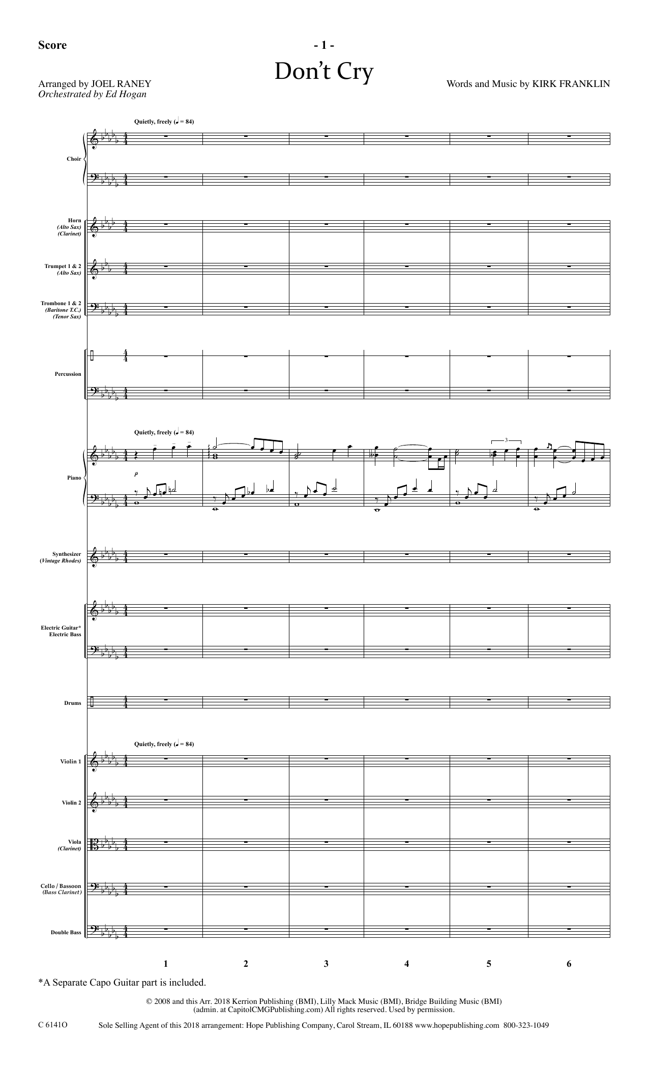 Download Joel Raney Don't Cry - Full Score Sheet Music