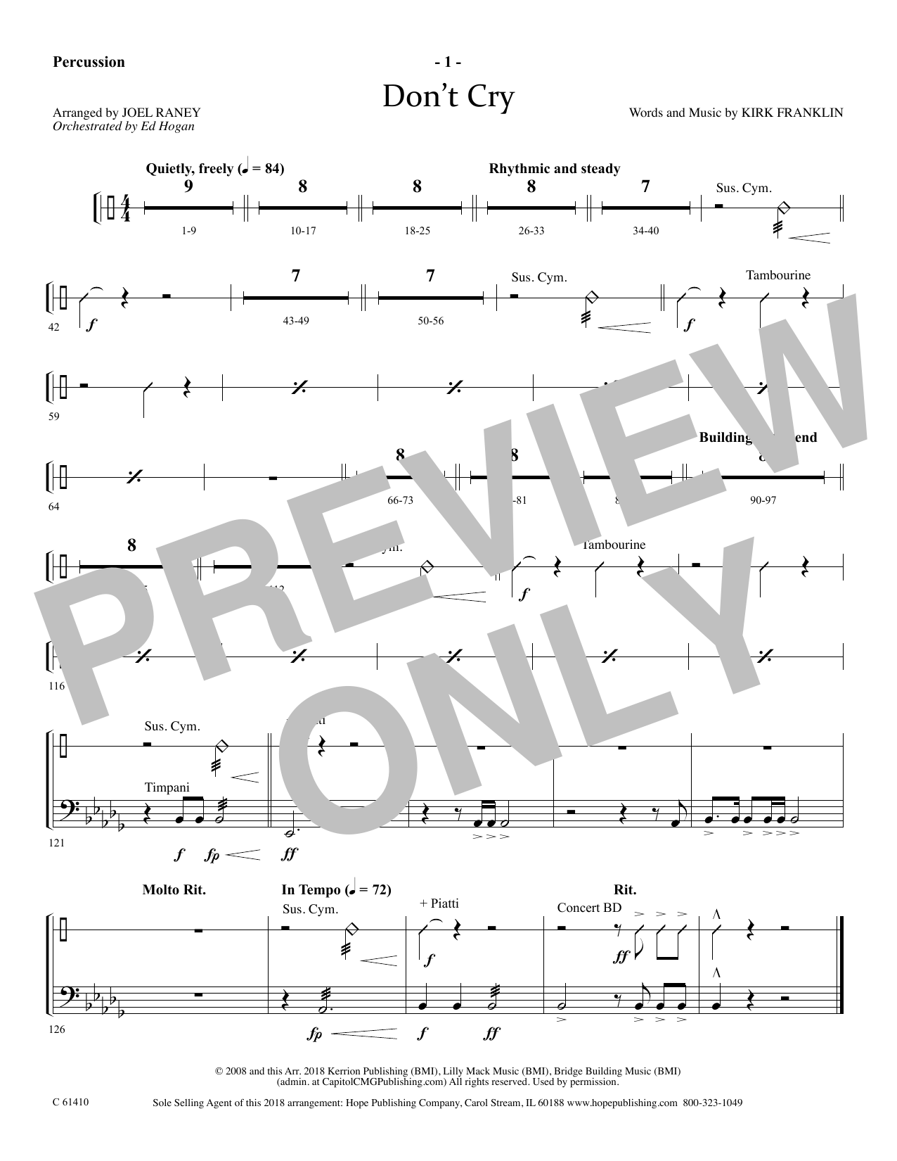 Download Joel Raney Don't Cry - Percussion Sheet Music