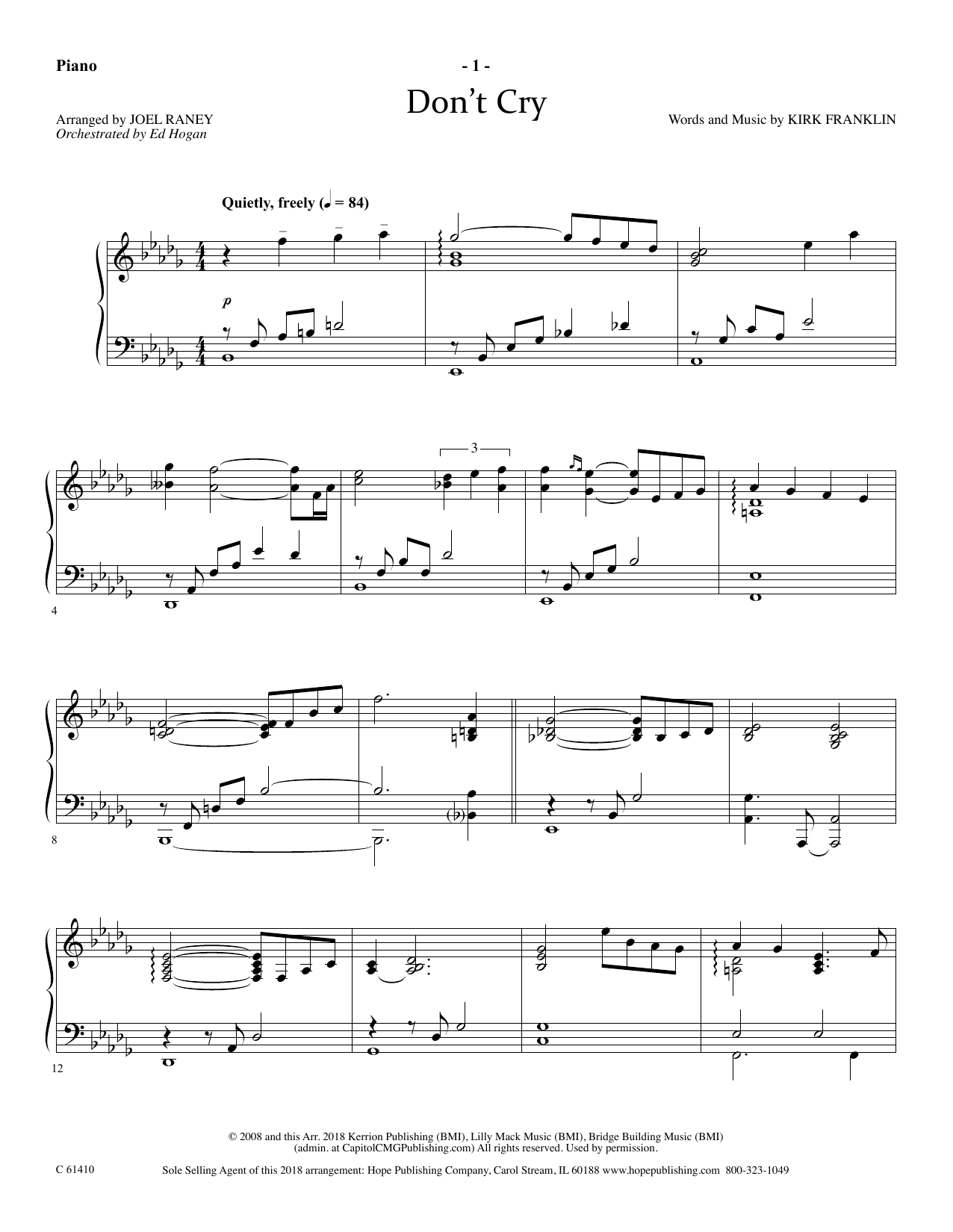 Download Joel Raney Don't Cry - Piano Sheet Music