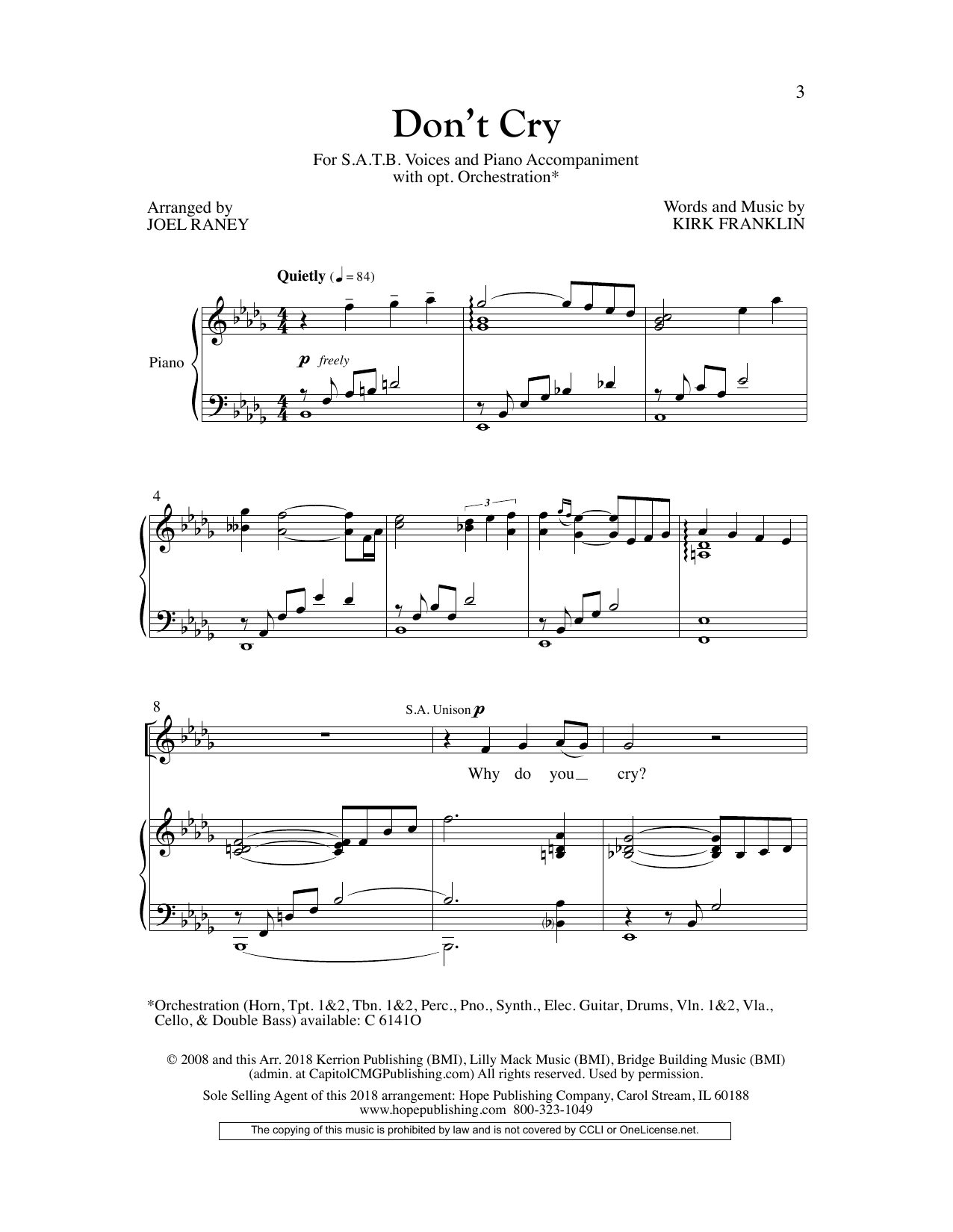 Download Joel Raney Don't Cry Sheet Music