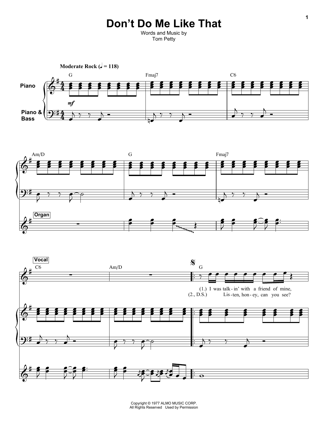 Download Tom Petty and the Heartbreakers Don't Do Me Like That Sheet Music