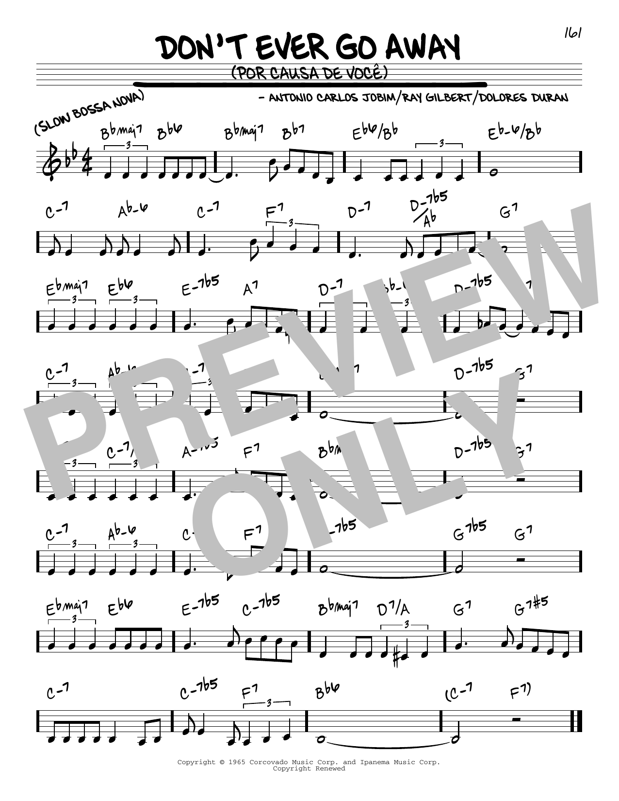 Download Antonio Carlos Jobim Don't Ever Go Away (Por Causa De Voce) Sheet Music