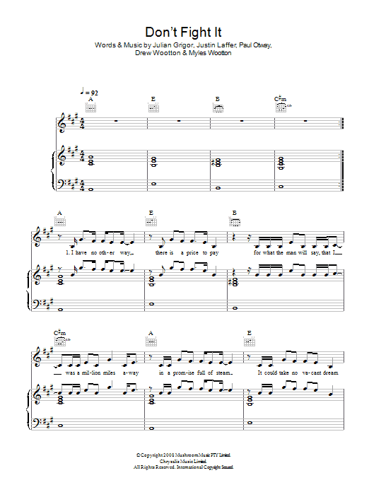 Download The Panics Don't Fight It Sheet Music
