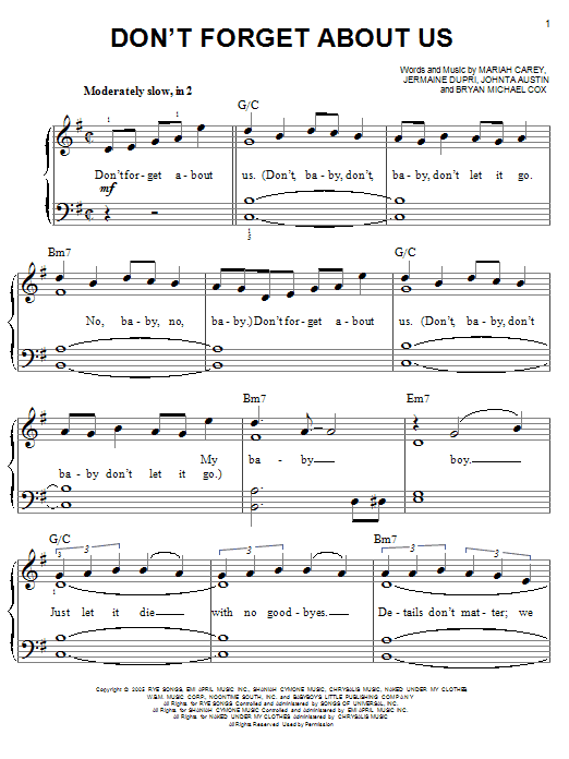Download Mariah Carey Don't Forget About Us Sheet Music