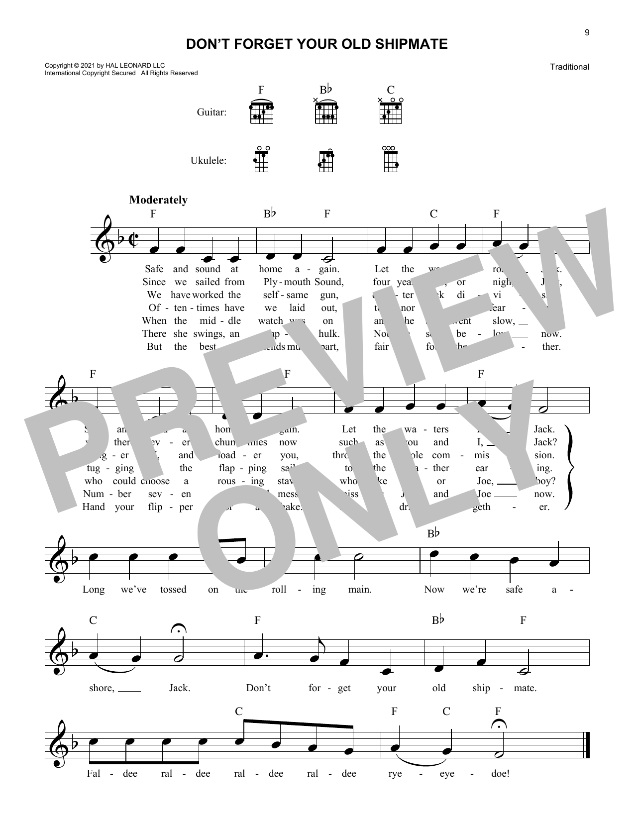 Download Traditional Don't Forget Your Old Shipmate Sheet Music