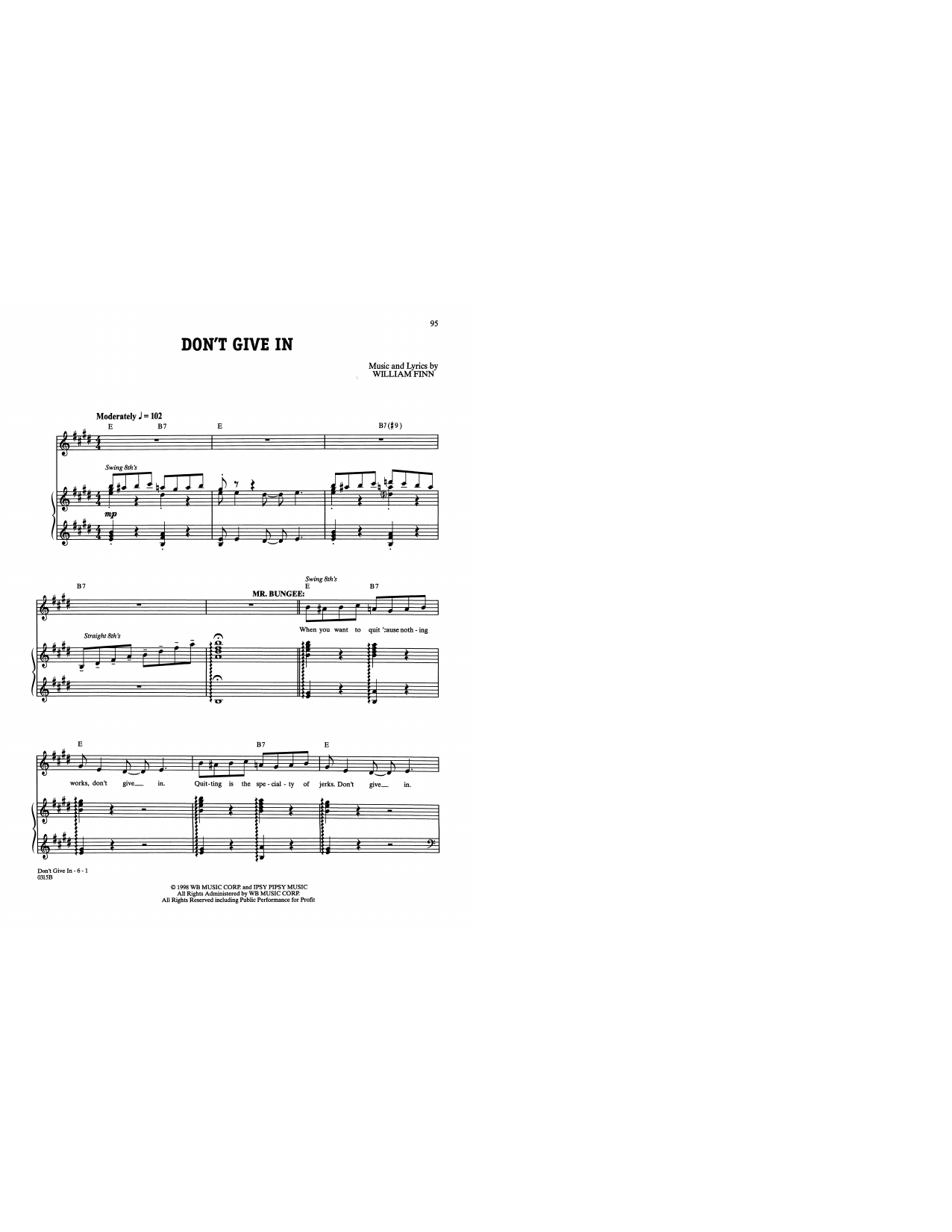 Download William Finn Don't Give In (from A New Brain) Sheet Music