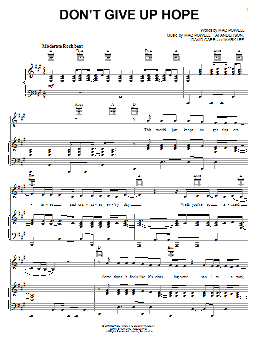 Download Third Day Don't Give Up Hope Sheet Music
