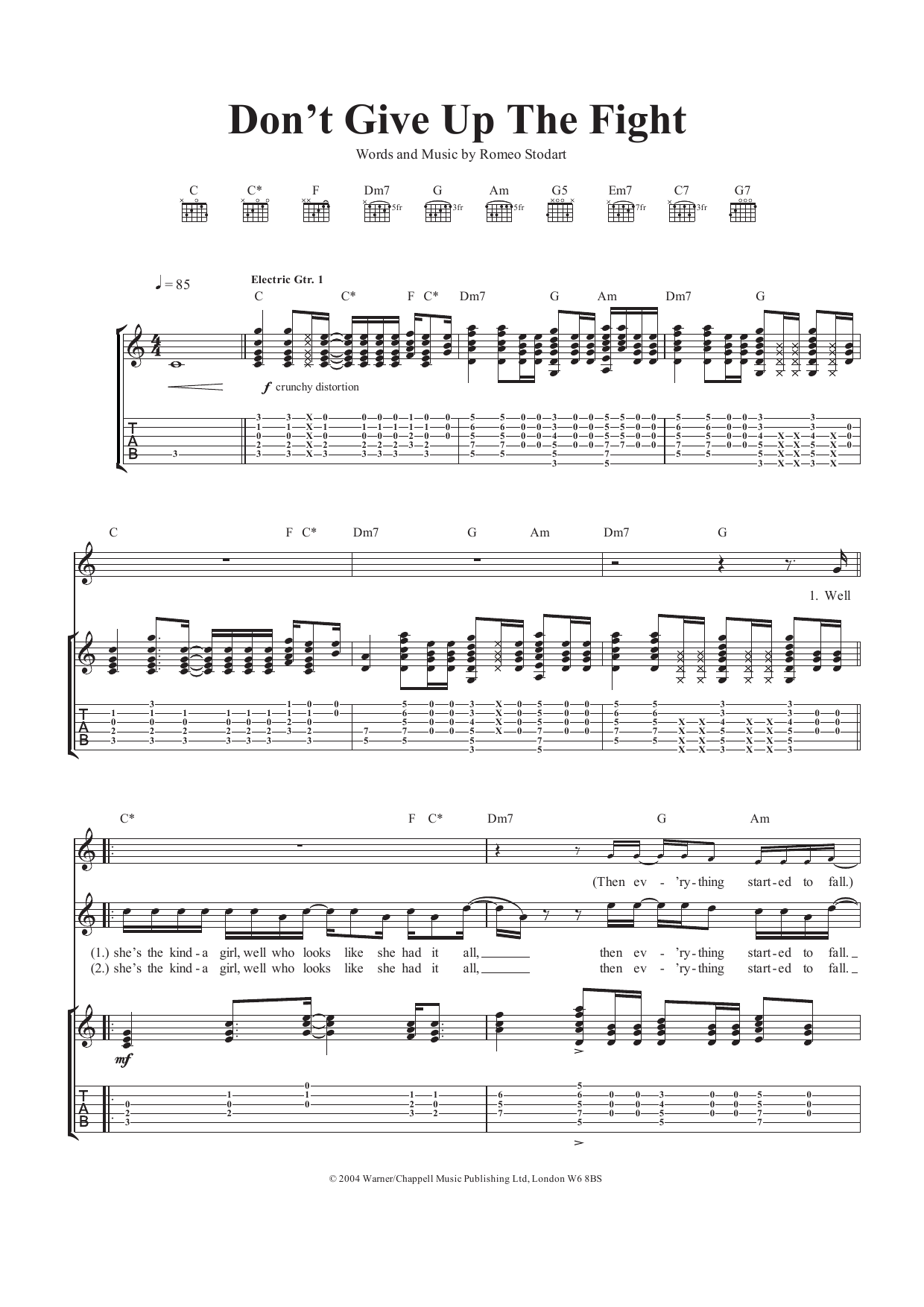 Download The Magic Numbers Don't Give Up The Fight Sheet Music