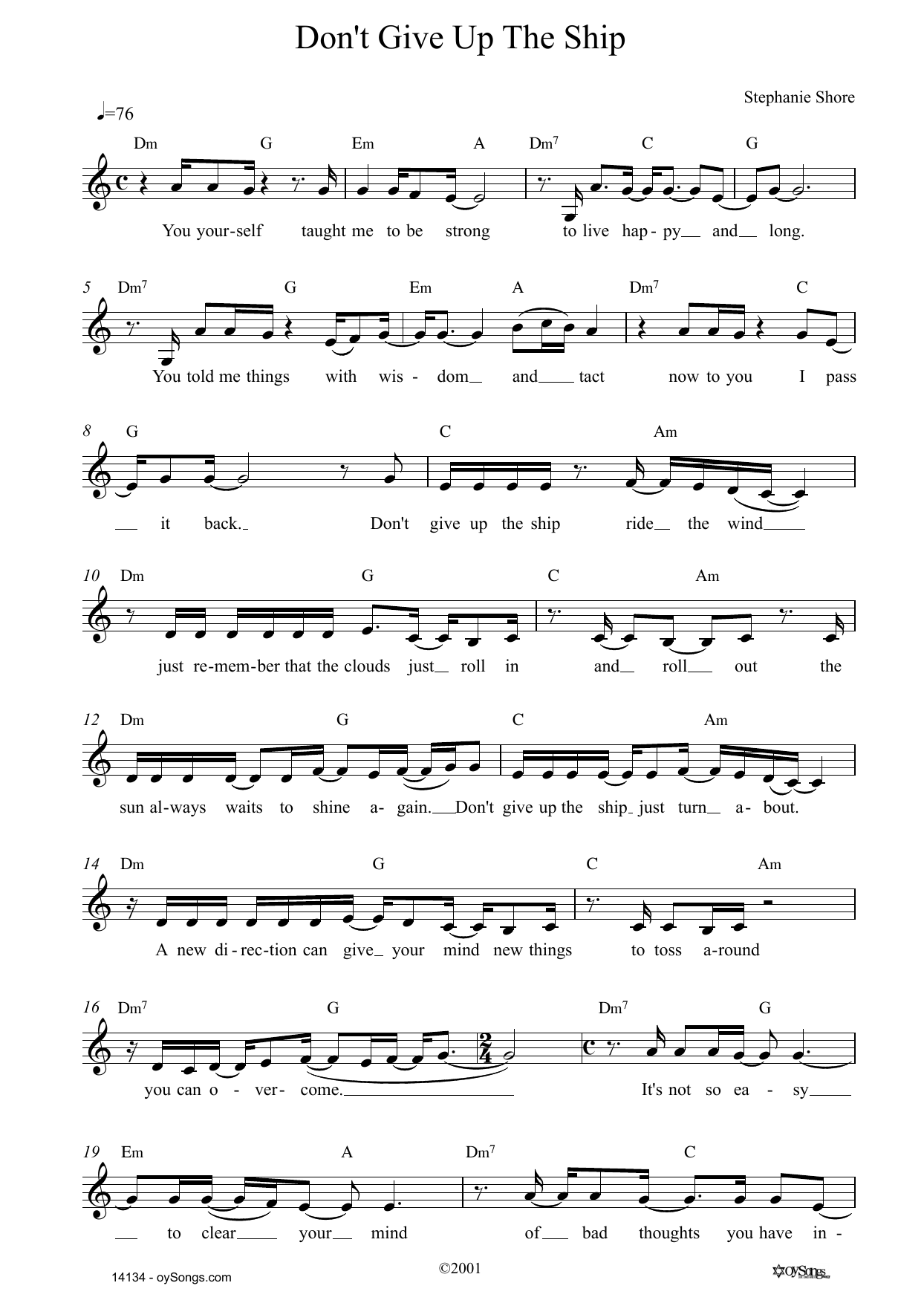 Download Stephanie Shore Don't Give Up The Ship Sheet Music