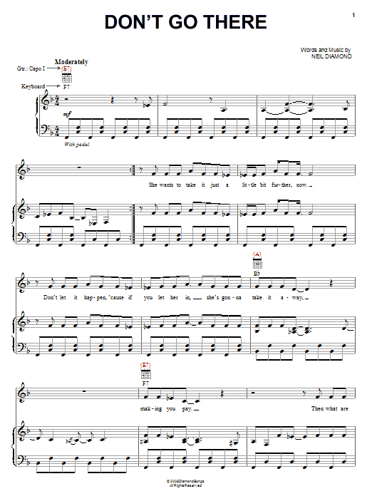 Download Neil Diamond Don't Go There Sheet Music