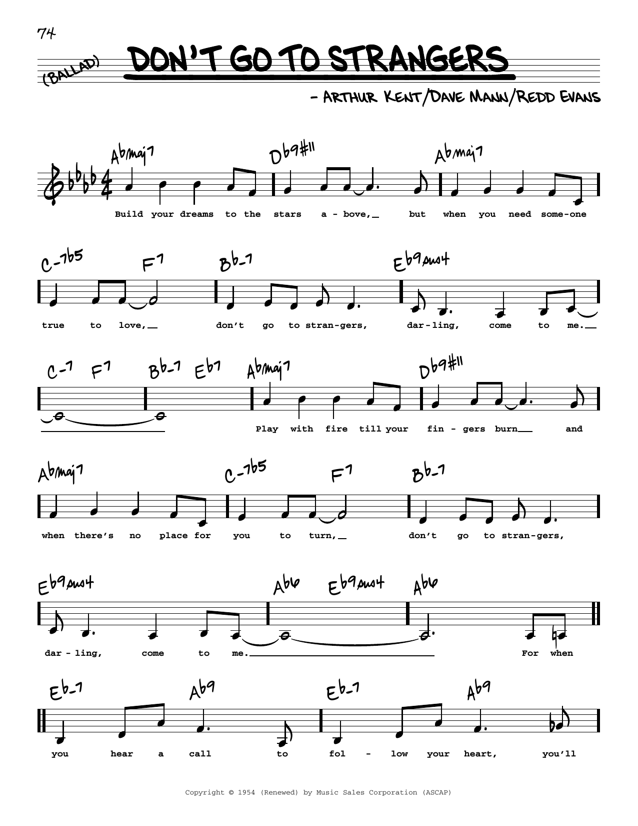 Redd Evans Don't Go To Strangers (Low Voice) sheet music notes printable PDF score
