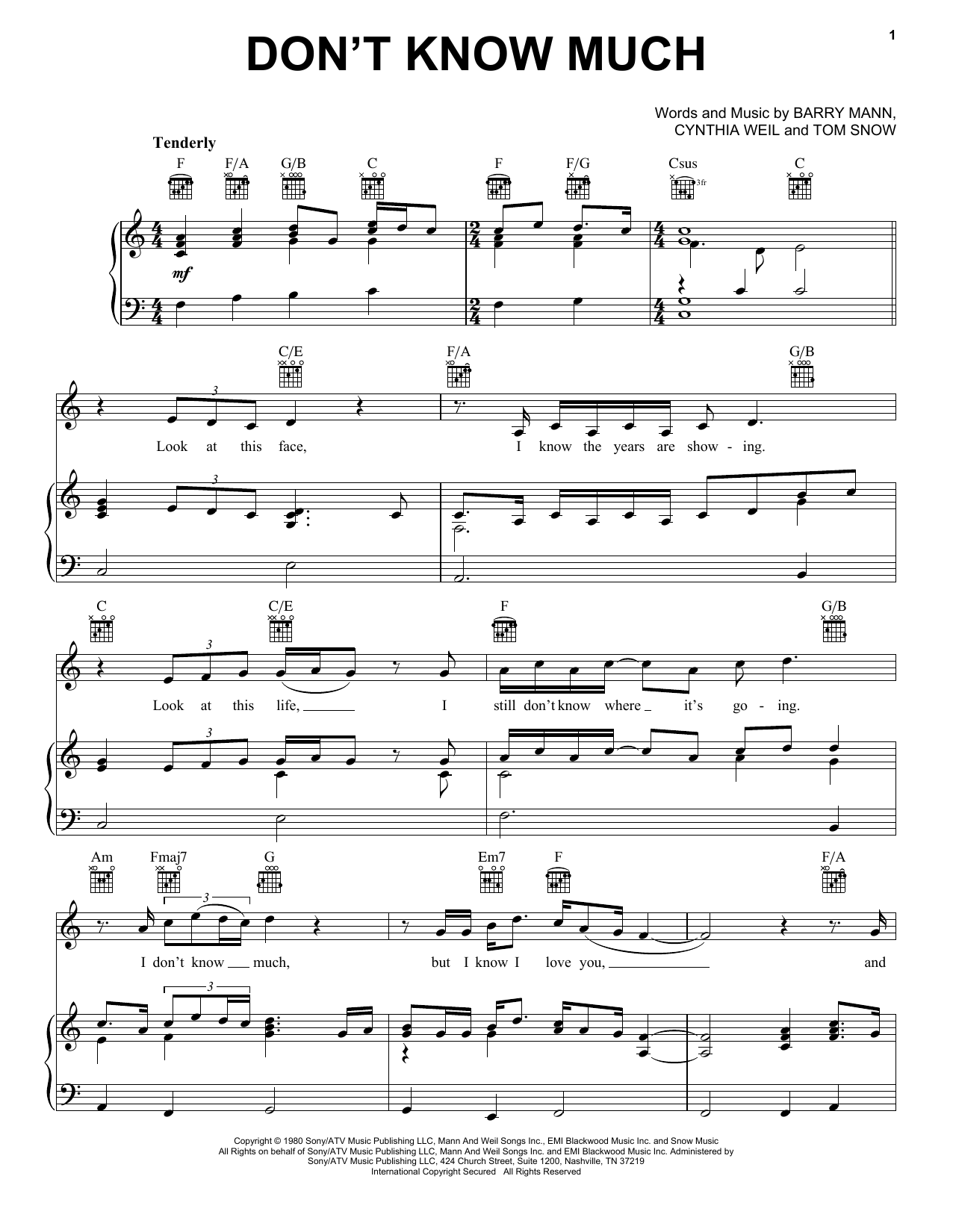 Download Linda Ronstadt and Aaron Neville Don't Know Much Sheet Music