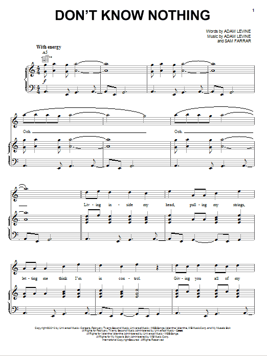 Download Maroon 5 Don't Know Nothing Sheet Music