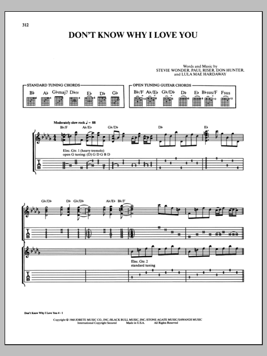 Download Stevie Wonder Don't Know Why I Love You Sheet Music