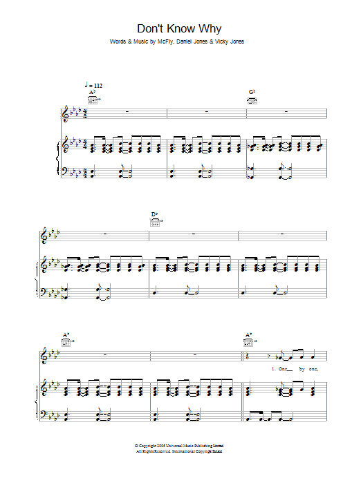 Download McFly Don't Know Why Sheet Music