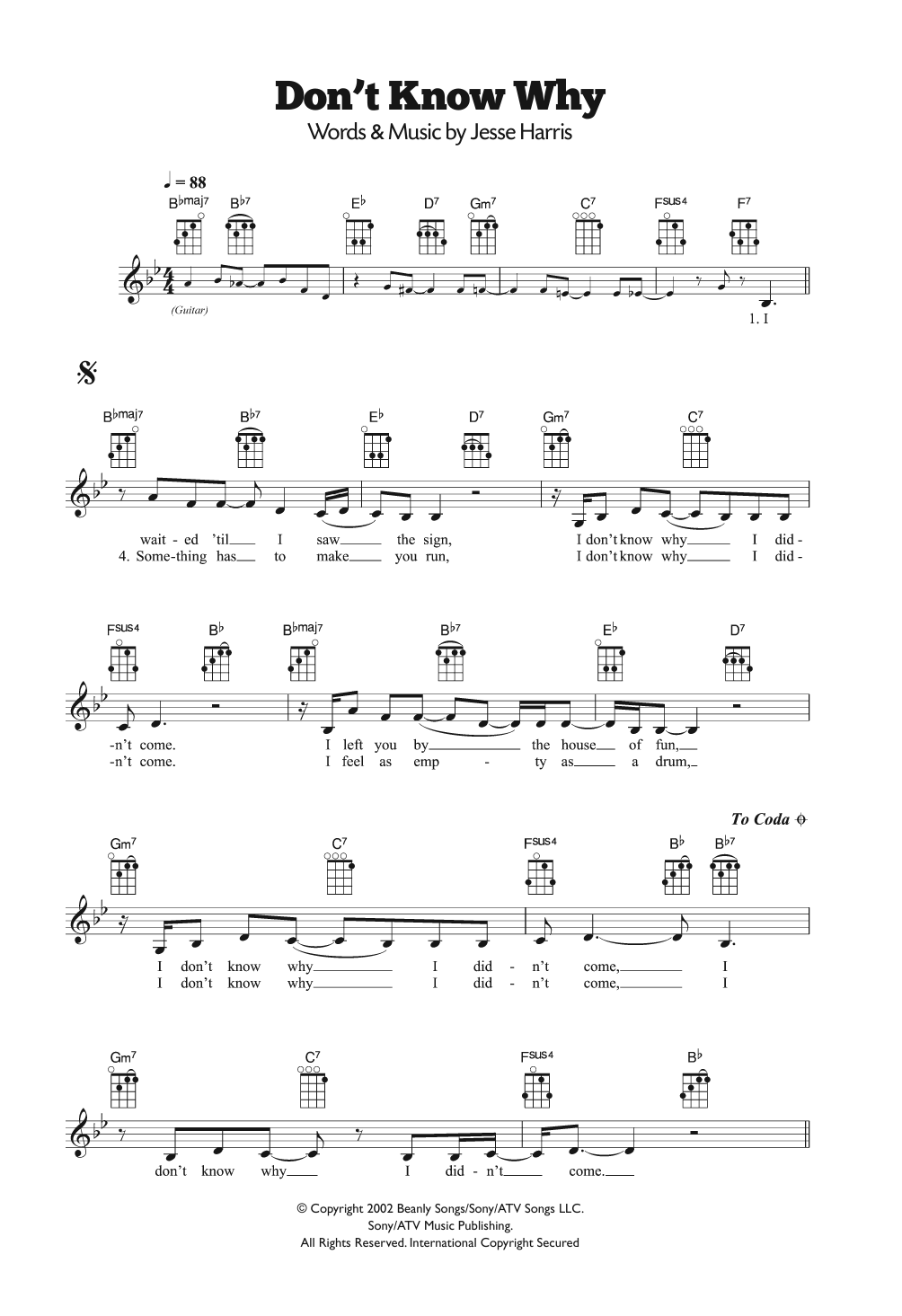 Download Norah Jones Don't Know Why Sheet Music