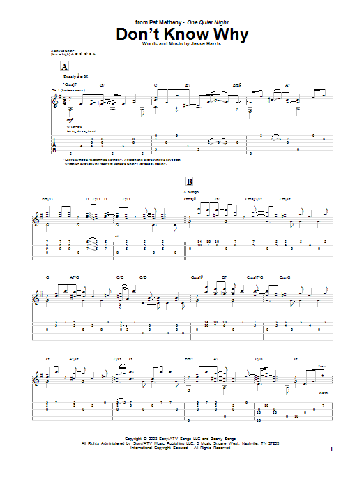 Download Pat Metheny Don't Know Why Sheet Music