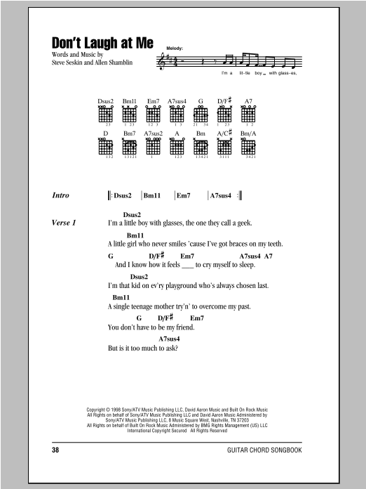 Download Peter, Paul & Mary Don't Laugh At Me Sheet Music