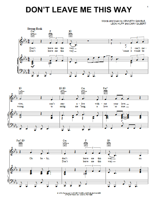 Download Thelma Houston Don't Leave Me This Way Sheet Music