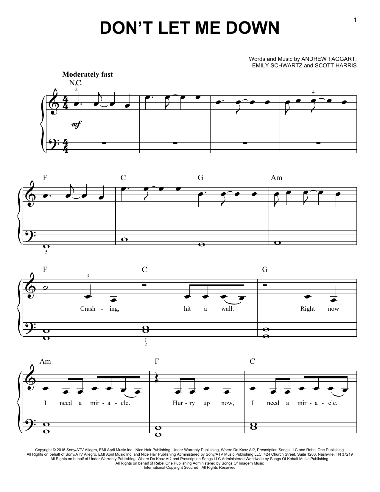 Download The Chainsmokers Don't Let Me Down (feat. Daya) Sheet Music