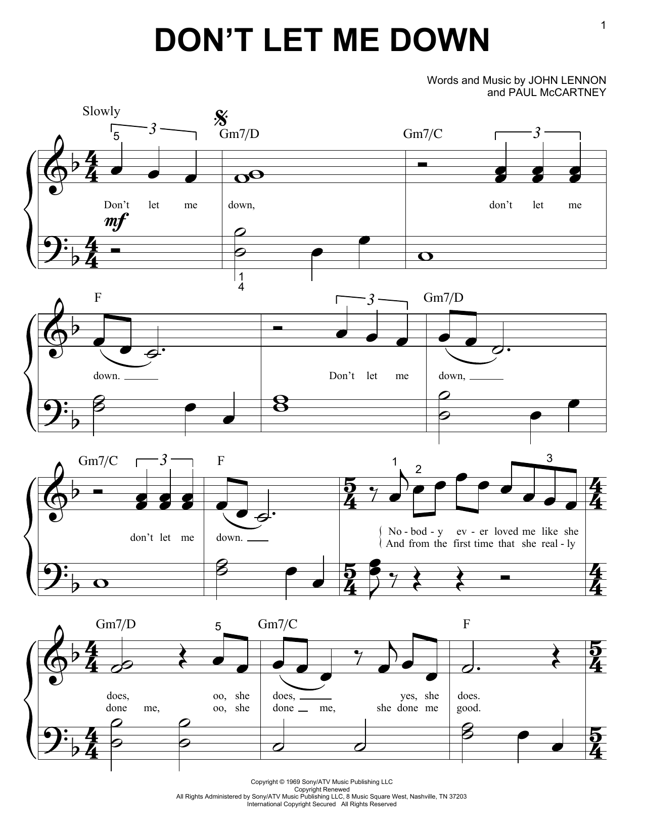 Download The Beatles Don't Let Me Down Sheet Music