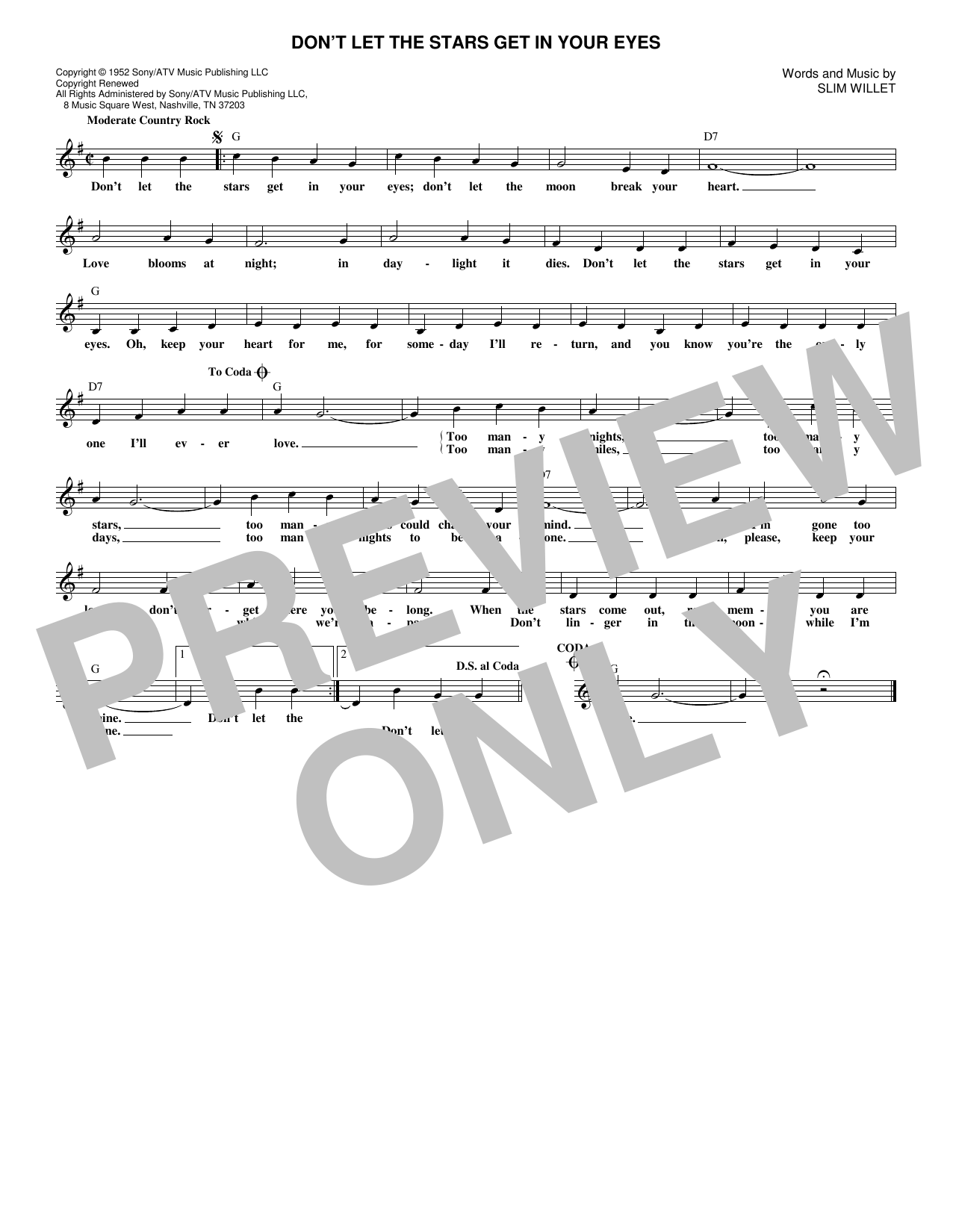 Download Ray Price Don't Let The Stars Get In Your Eyes Sheet Music