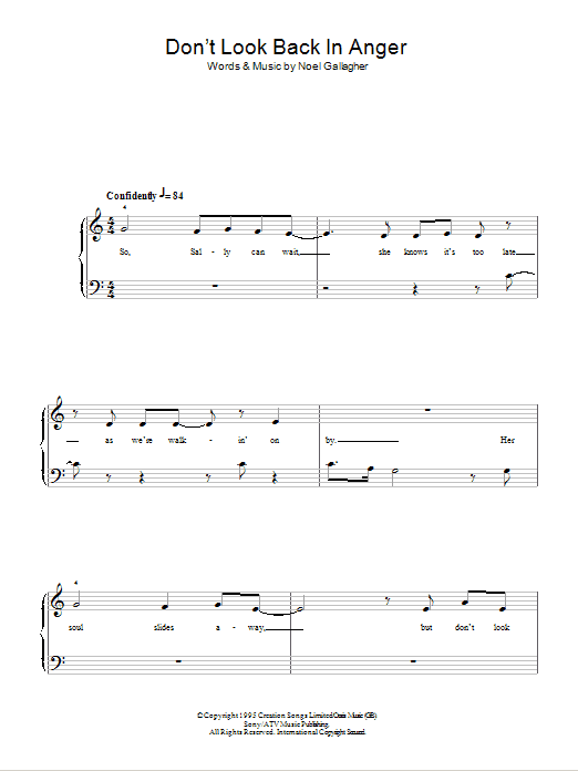 Download Oasis Don't Look Back In Anger Sheet Music