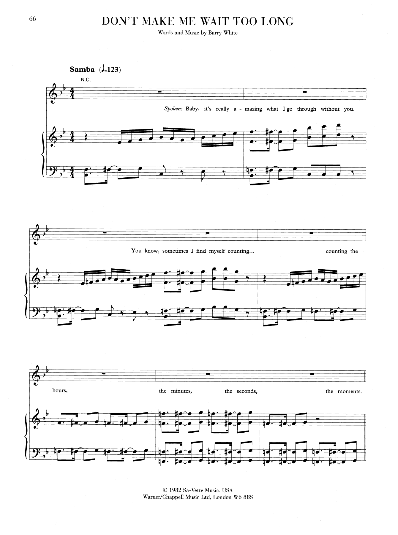 Download Barry White Don't Make Me Wait Too Long Sheet Music