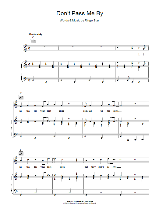 Download The Beatles Don't Pass Me By Sheet Music