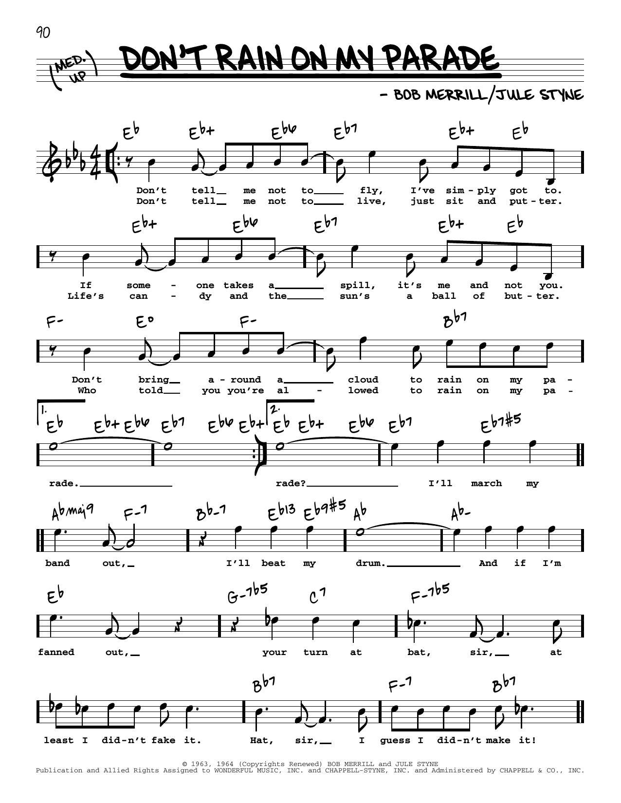 Download Jule Styne Don't Rain On My Parade (from Funny Gir Sheet Music