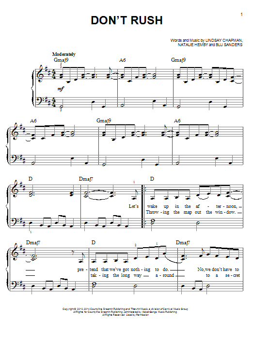 Download Kelly Clarkson Don't Rush Sheet Music