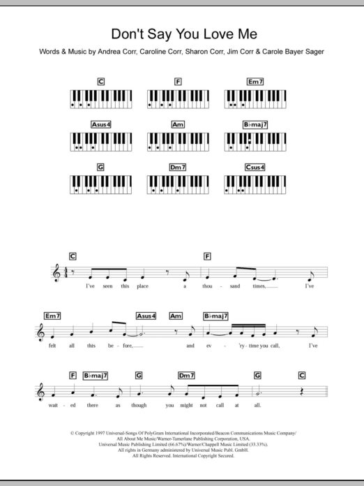 Download The Corrs Don't Say You Love Me Sheet Music
