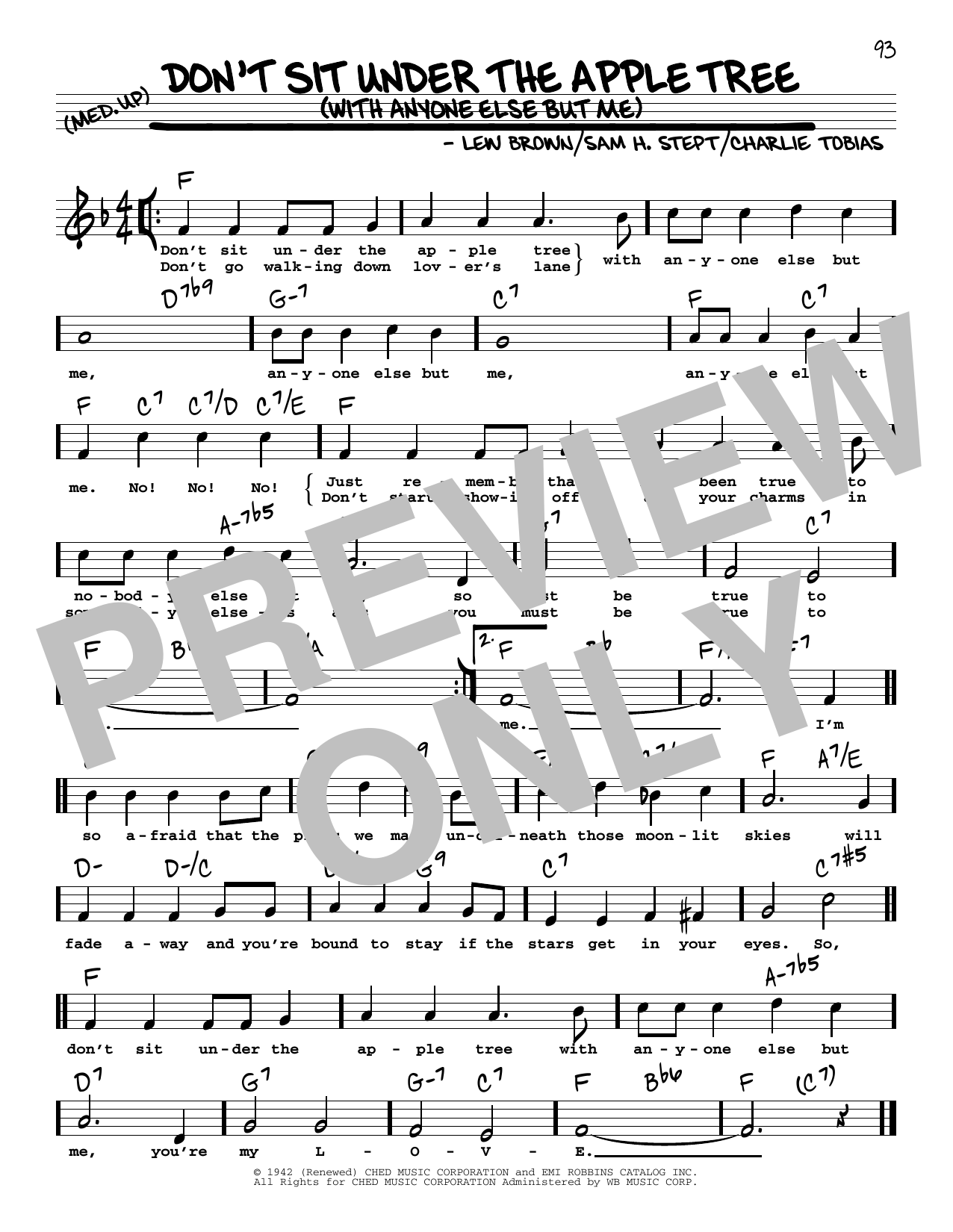 Download Lew Brown Don't Sit Under The Apple Tree (With An Sheet Music