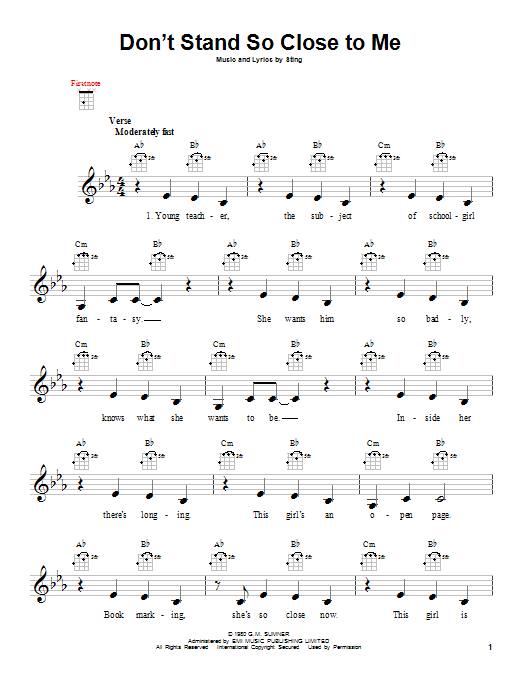 Download The Police Don't Stand So Close To Me Sheet Music