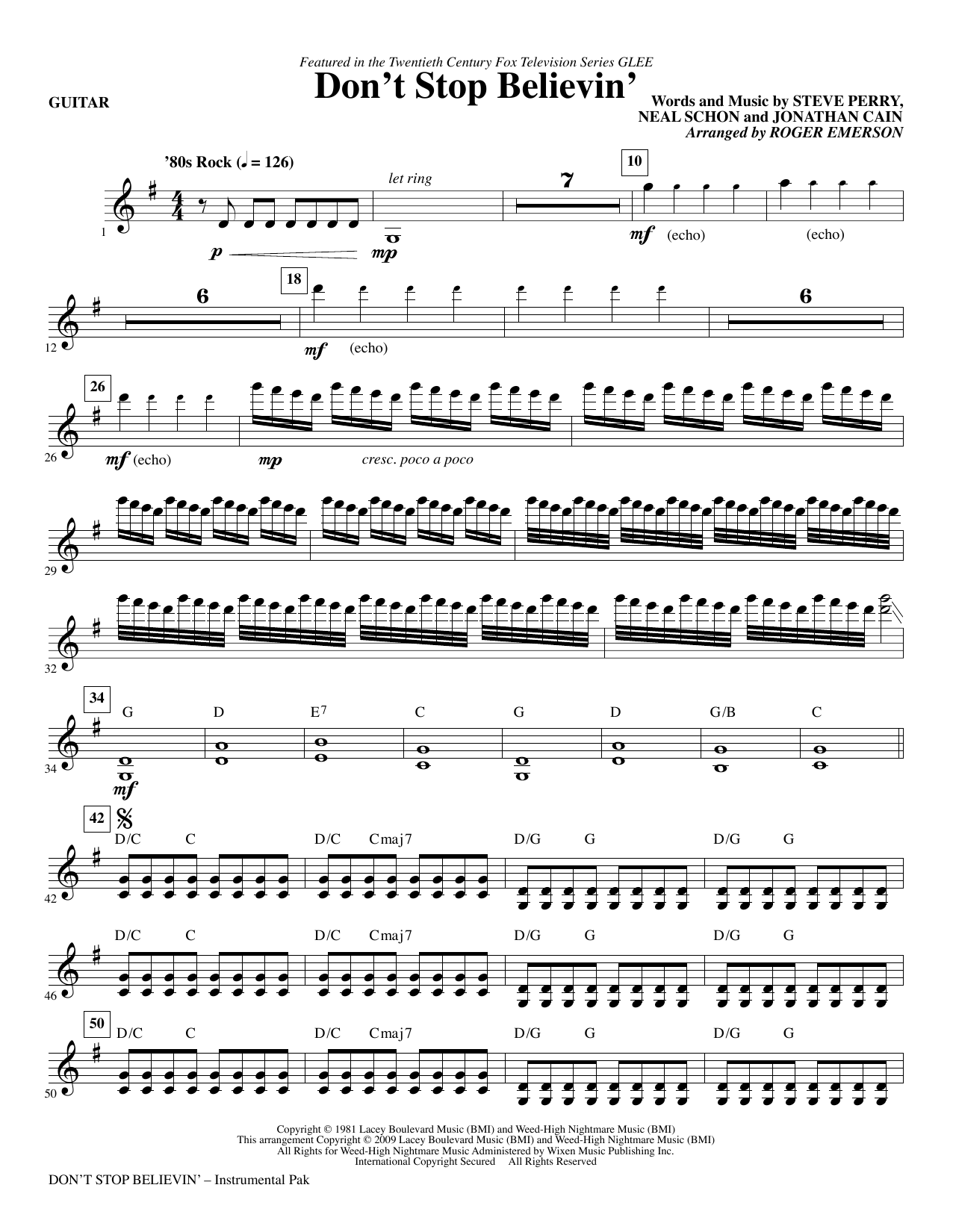 Download Roger Emerson Don't Stop Believin' - Guitar Sheet Music