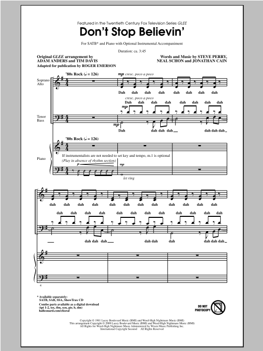 Download Roger Emerson Don't Stop Believin' Sheet Music