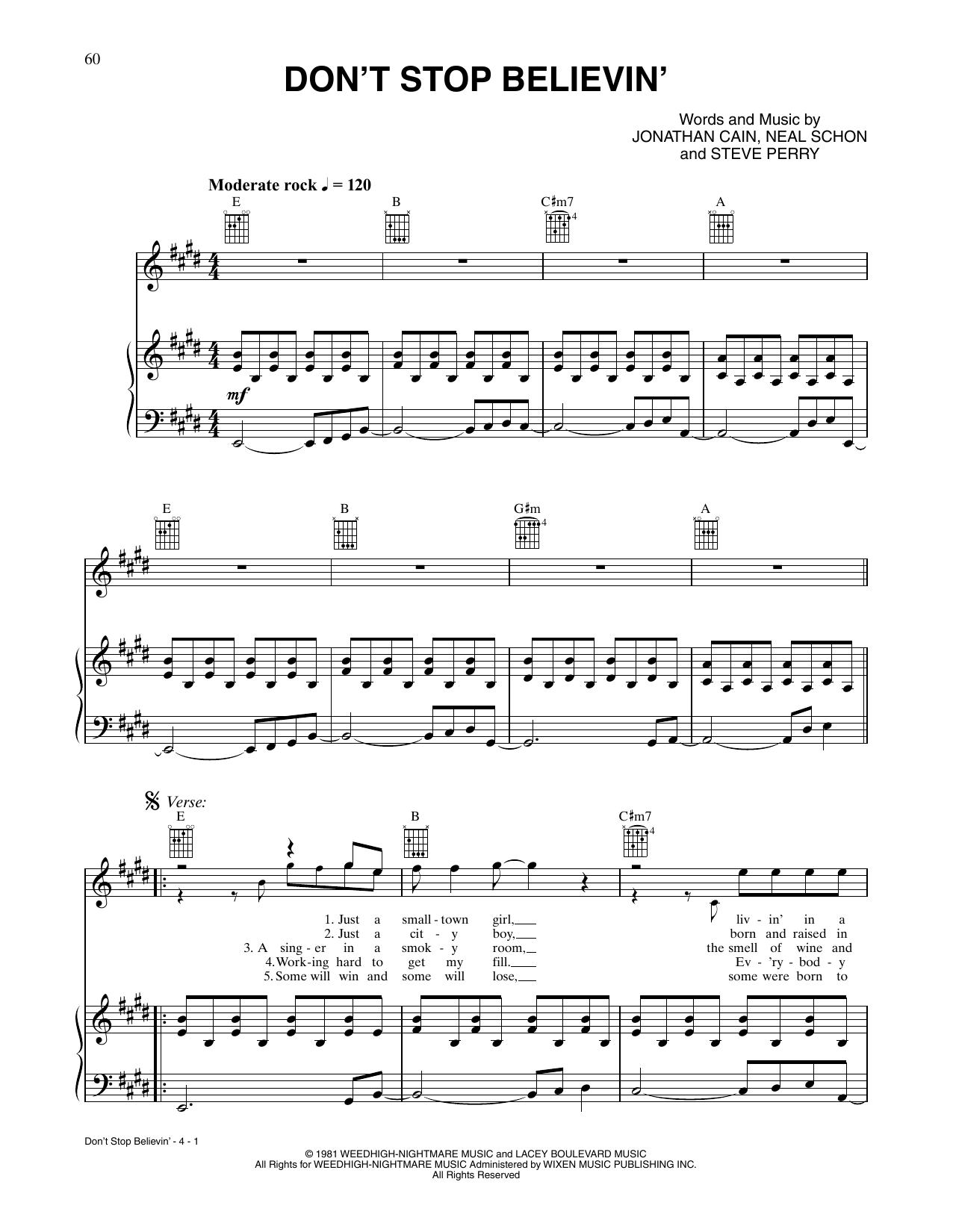 Download Journey Don't Stop Believin' (from Rock of Ages Sheet Music