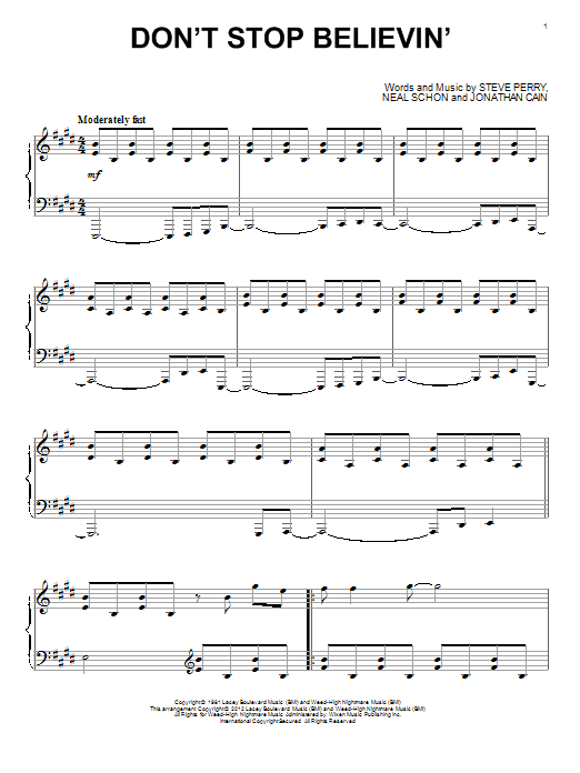 Download Journey Don't Stop Believin' Sheet Music