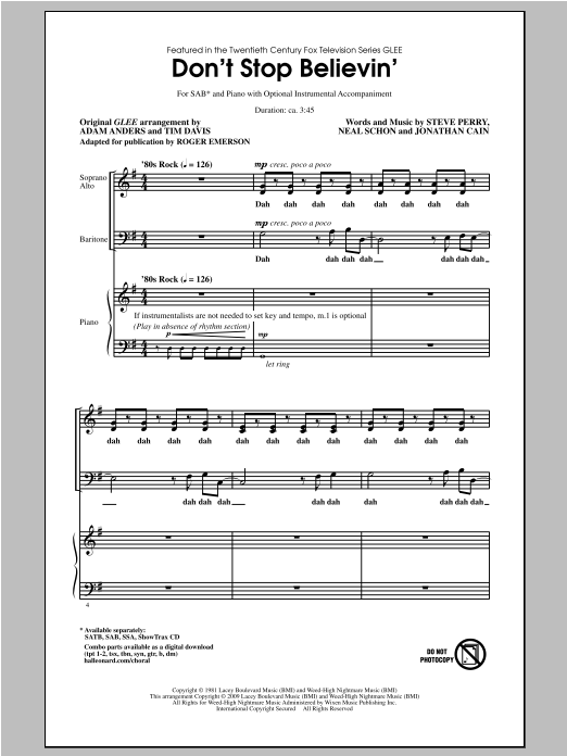 Download Roger Emerson Don't Stop Believin' Sheet Music