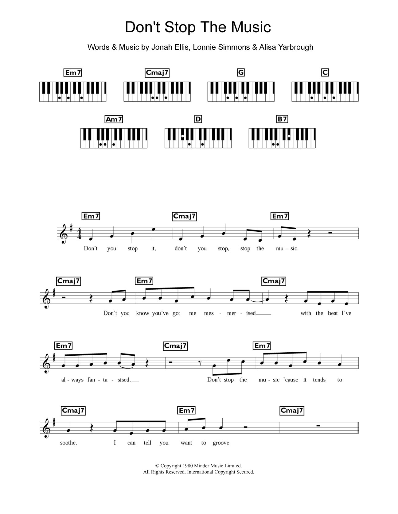 Download Yarbrough and Peoples Don't Stop The Music Sheet Music