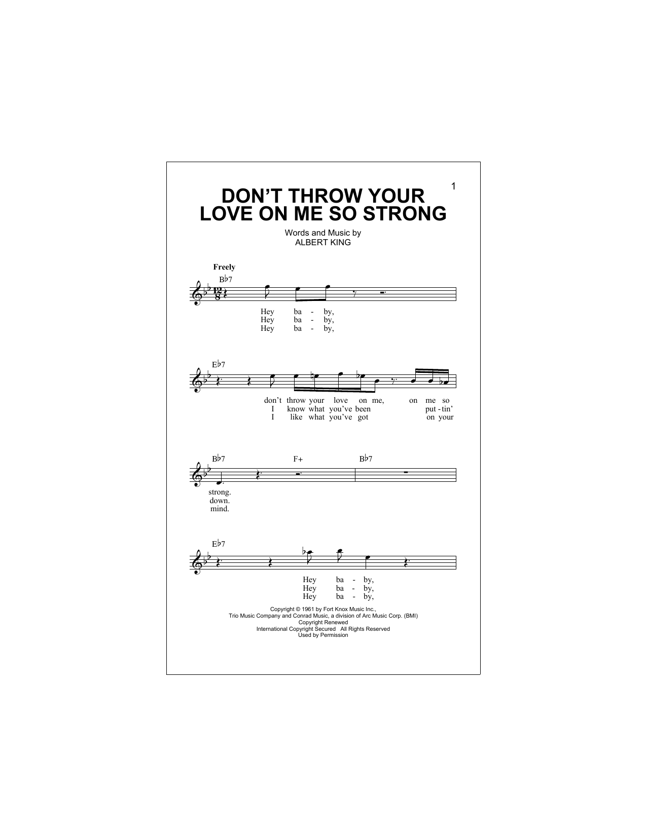 Download Albert King Don't Throw Your Love On Me So Strong Sheet Music
