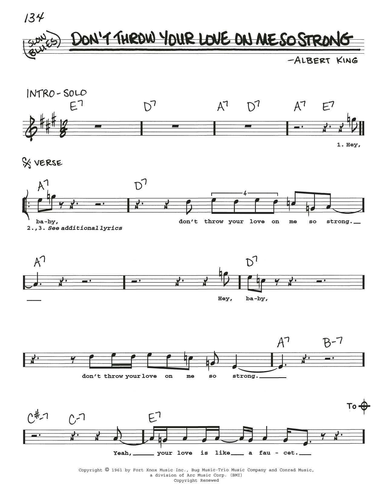 Download Albert King Don't Throw Your Love On Me So Strong Sheet Music