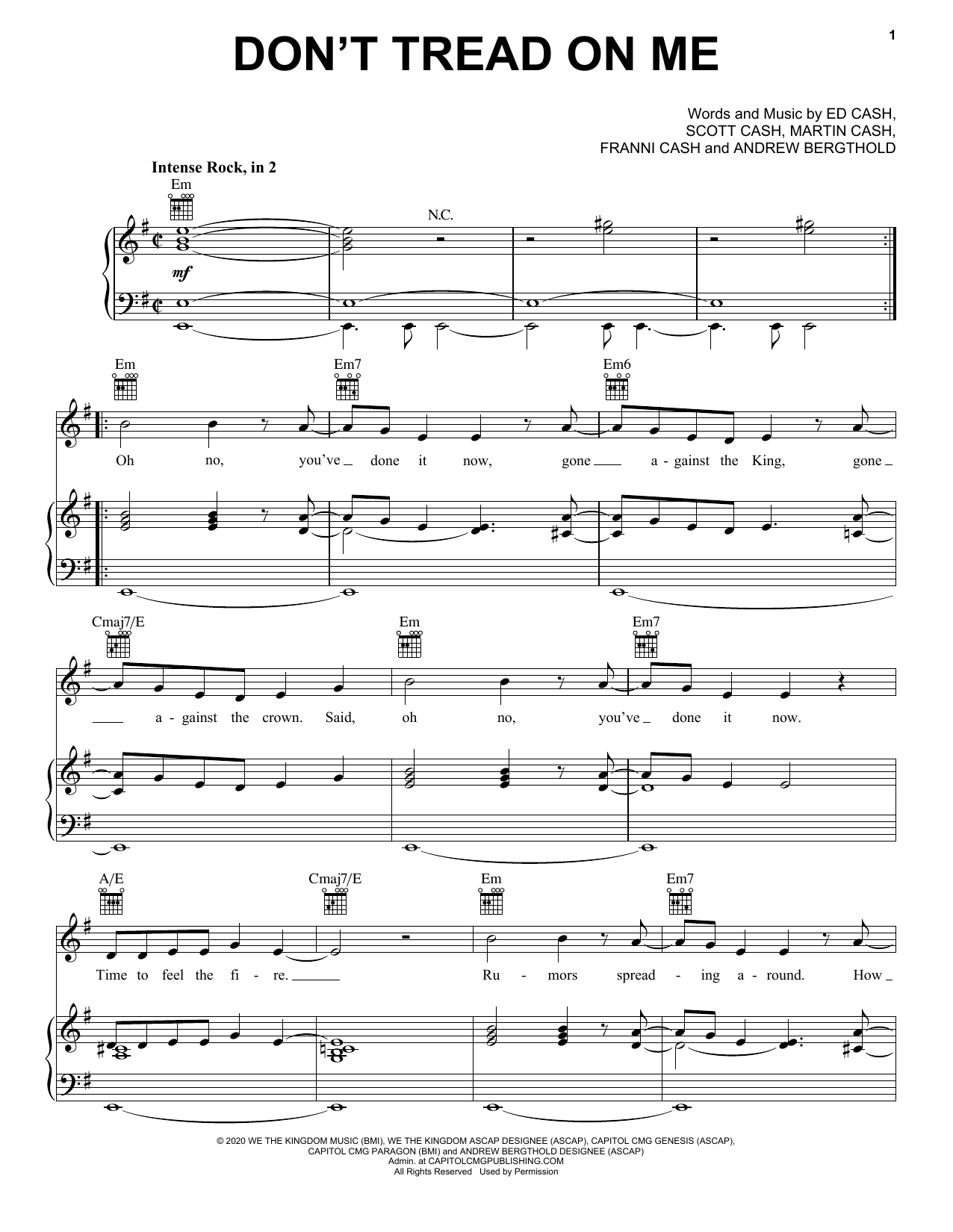 Download We The Kingdom Don't Tread On Me Sheet Music