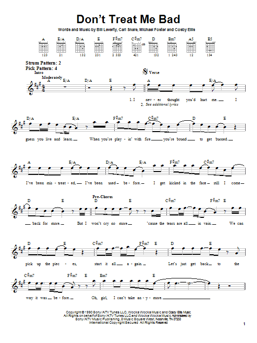 Download Firehouse Don't Treat Me Bad Sheet Music