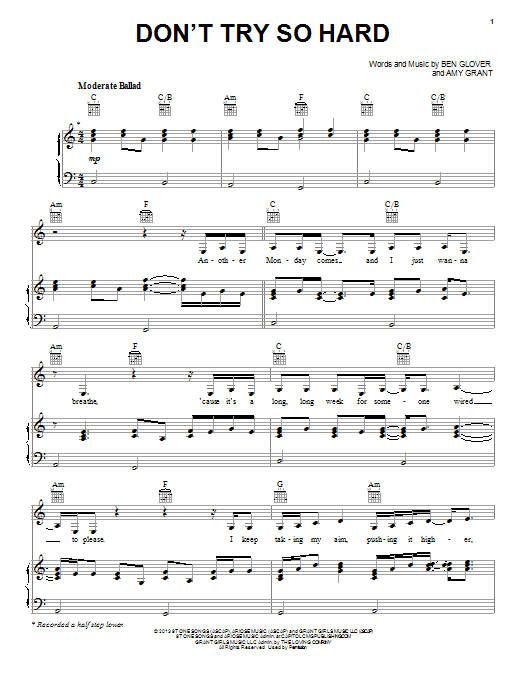 Download Amy Grant Don't Try So Hard Sheet Music