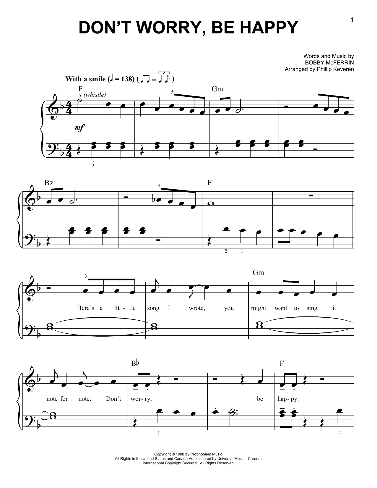 Download Phillip Keveren Don't Worry, Be Happy Sheet Music